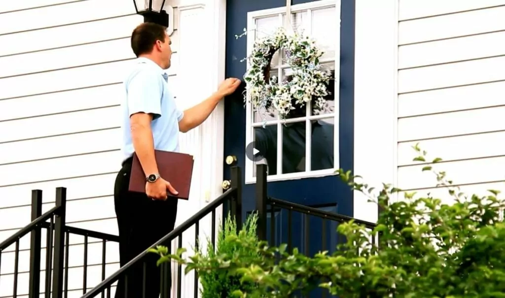 salesperson knocking on a door