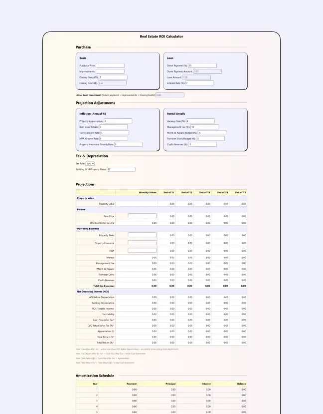 Portfolio realestateroicalculator