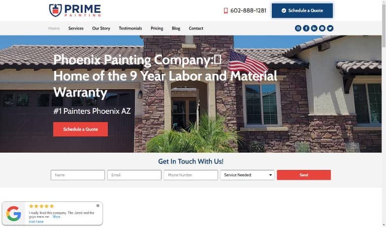 Painting Website Design: Get a Lead Generating Website 8 Primepaintingphoenix.com