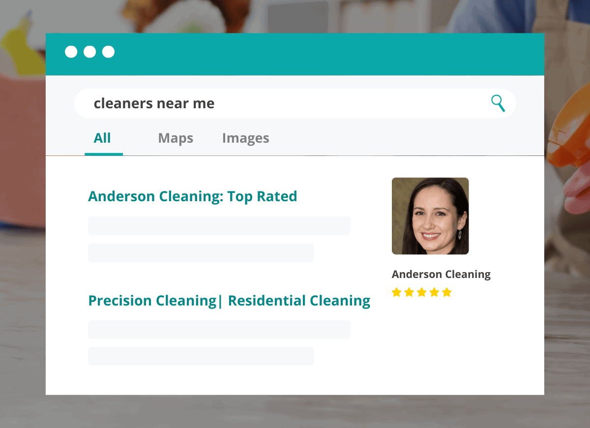 Search engine results page mockup