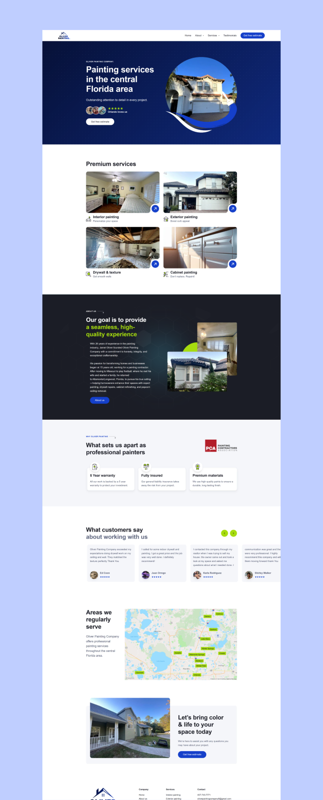 Oliverpaintingcompanyfl.com portfolio showcase